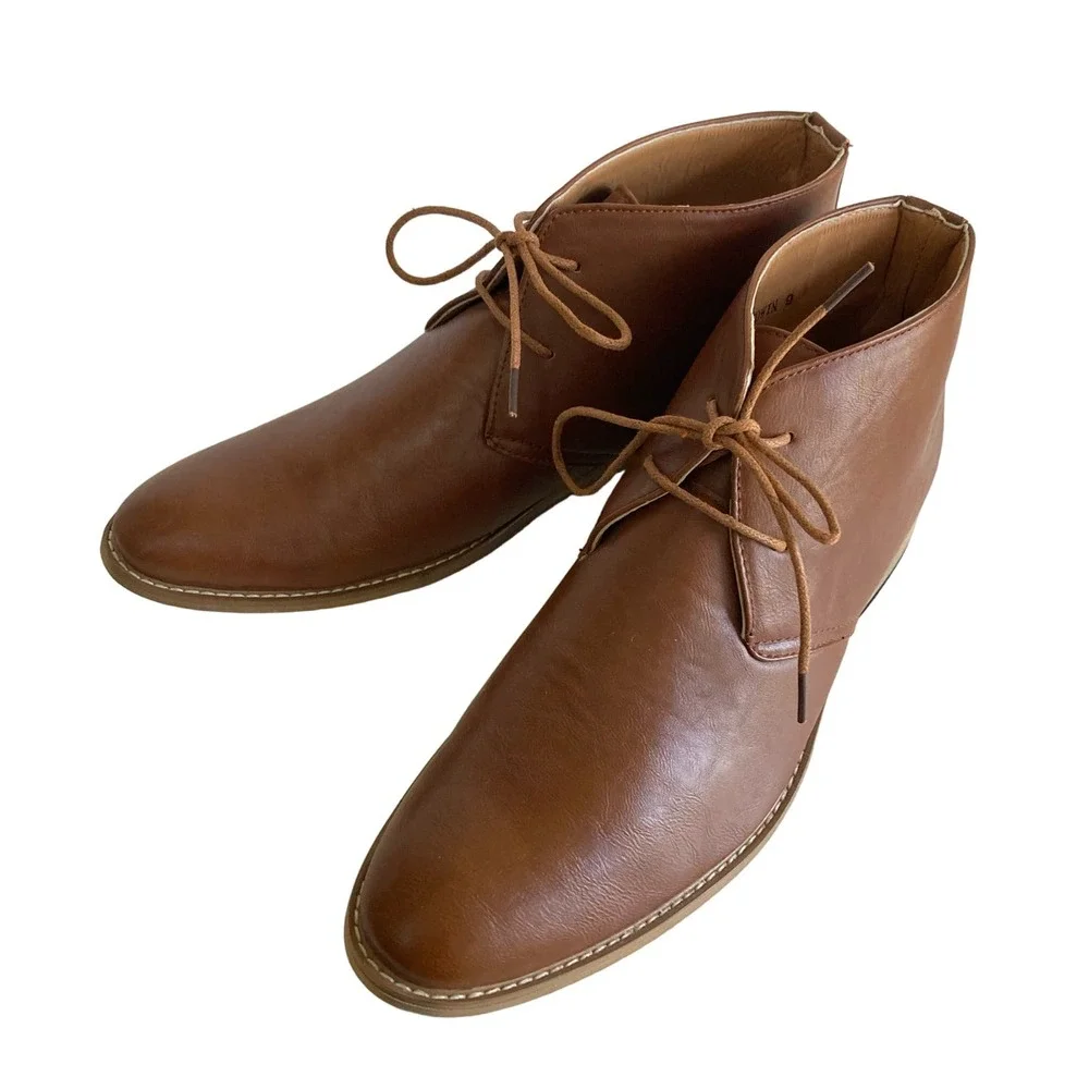 Royal Shoes boots men's size 9 leather Edwin Chelsea Tobacco NEW